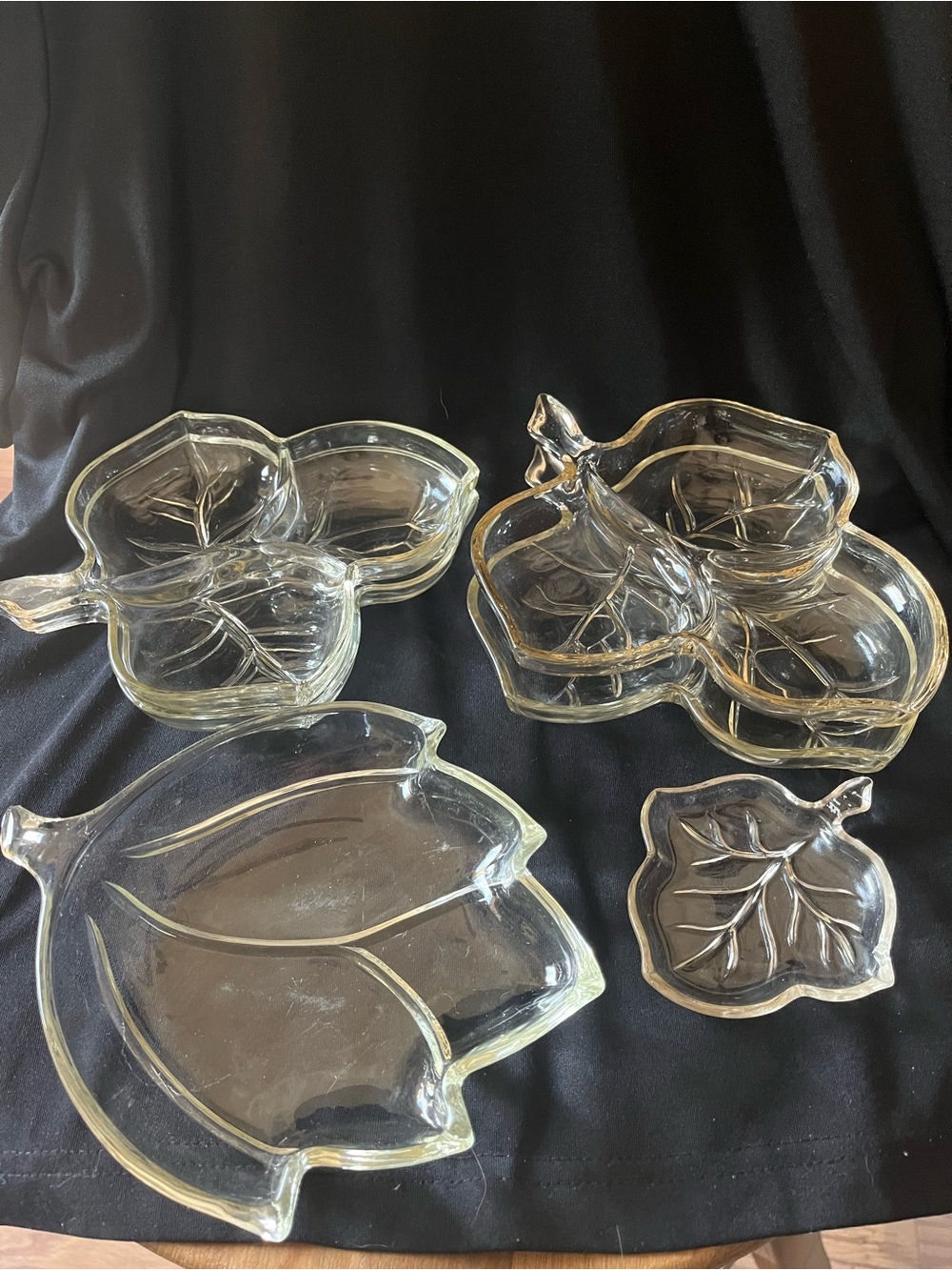 Clear Glass Leaf Serving Dish Set - Elegant Leaf-Shaped Serveware, Clear